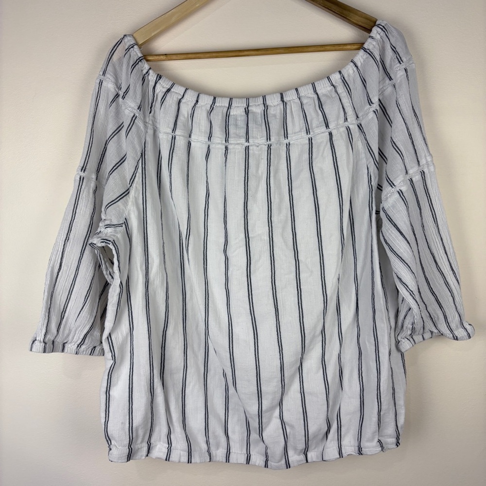 Ralph Lauren White Navy Stripe Coastal Preppy Blouse - Picture 2 of 8